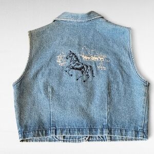 Blue Jean Western Design Vest Size Large